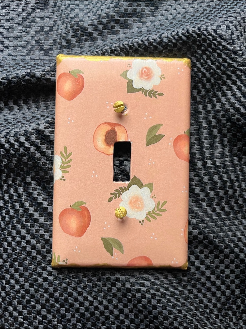 Peach Floral Pattern Print Single Toggle Light Switch Cover Plate